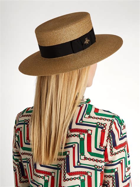 gucci gold boater hat|Gucci glittered straw hat.